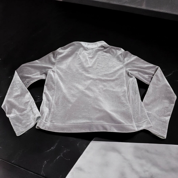 St. John Sport sweatshirt velour gray with silver and gems - Picture 2 of 7